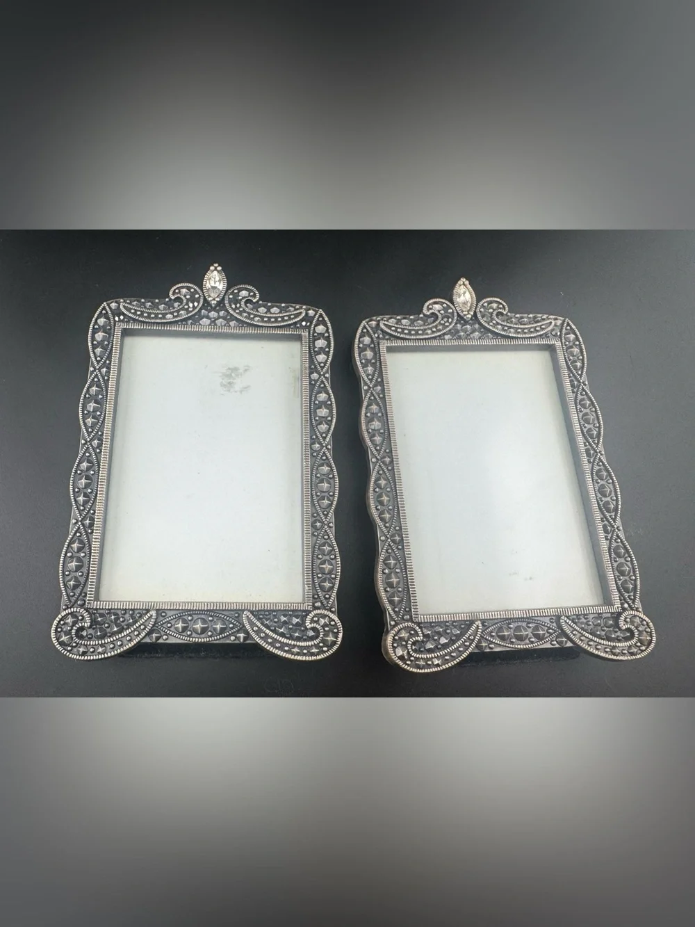 Set of 2 Carr Ornate Pewter Decorative Picture Frames Small
